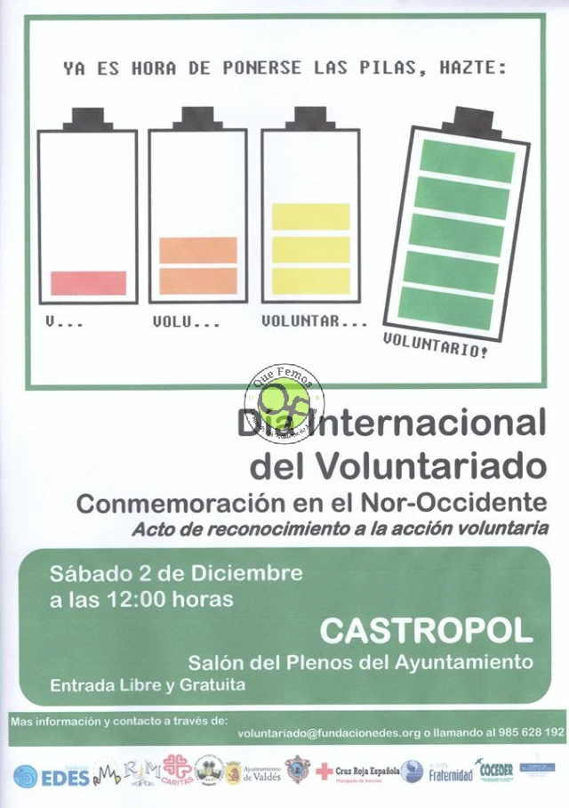 Castropol celebra el Día Internacional del Voluntariado 2017, reconociendo la acción voluntaria