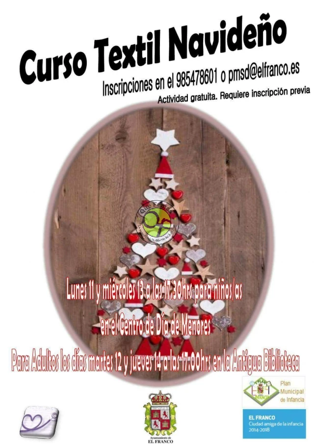 Curso de textil navideño para infancia y adultos en El Franco