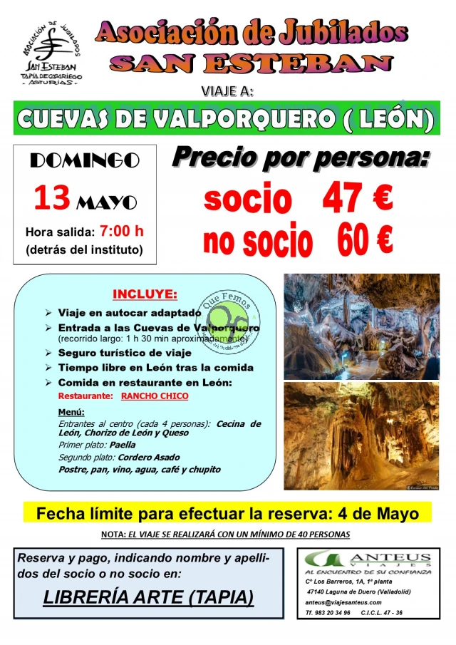 La Asociación de Jubilados San Esteban viaja a las Cuevas de Valporquero