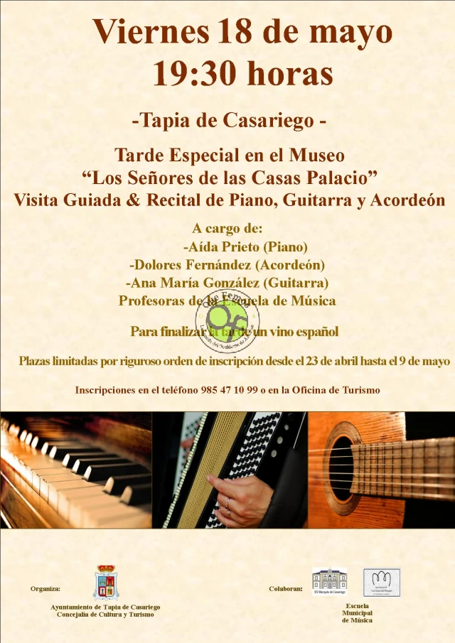 Día Internacional de los Museos en Tapia: Recital de piano en el Museo 