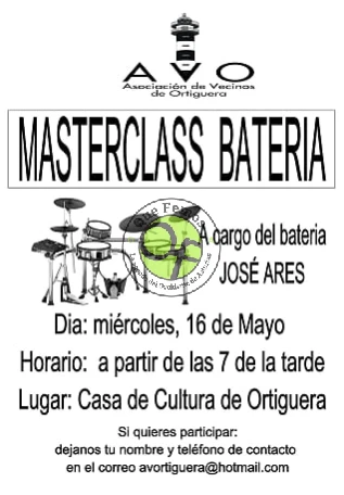 La AVO organiza una masterclass de batería en Ortiguera