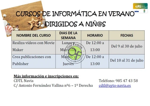 Cursos de informática para infancia en el CDTL de Navia: julio 2018