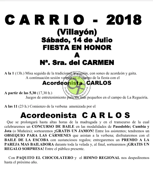 Fiesta de Nuestra Señora del Carmen 2018 en Carrio