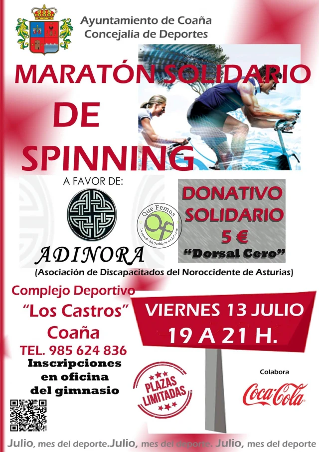 Maratón solidario de spinning en Coaña