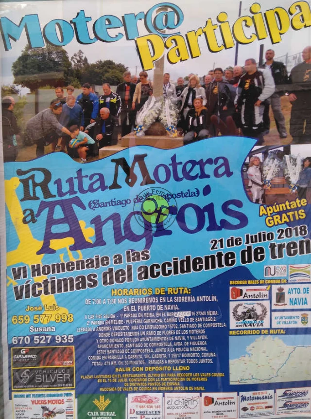 Ruta motera a Angrois 2018-IV Homenaje a las víctimas del accidente de tren