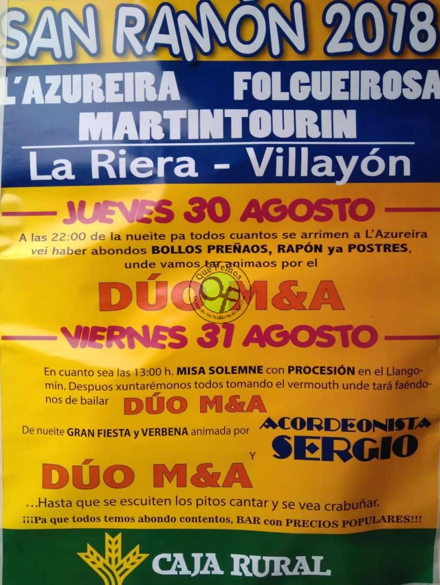 Fiestas de San Ramón 2018 en L`Azureira, La Folguerosa y Martintourin