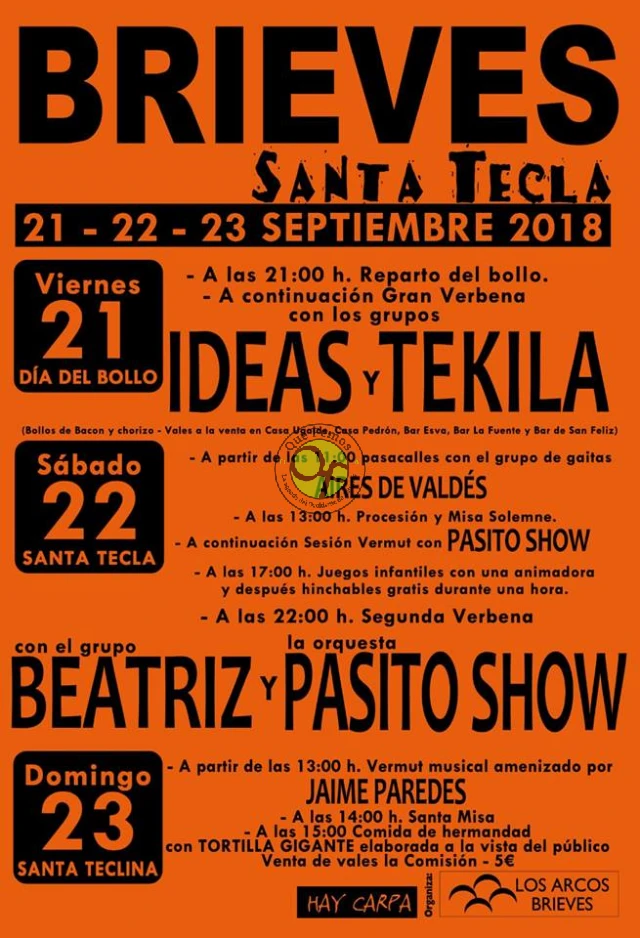 Fiestas de Santa Tecla 2018 en Brieves