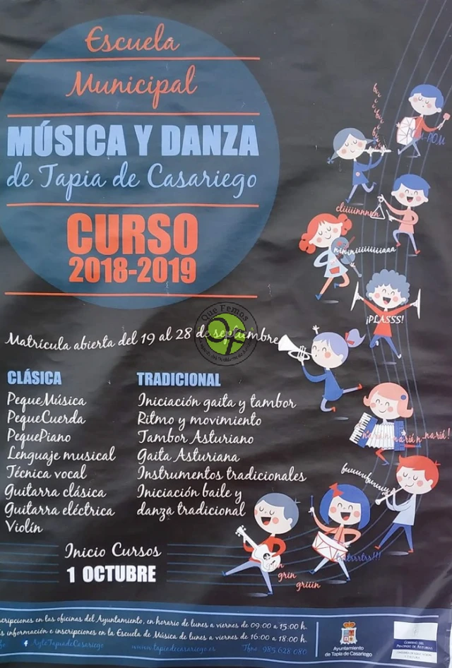 La Escuela Municipal de Música y Danza de Tapia de Casariego inicia un nuevo curso