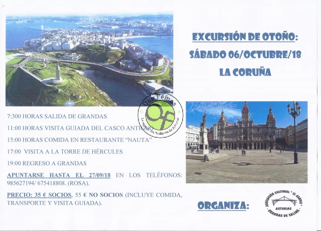 La asociación grandalesa El Carpio celebra el otoño con una excursión a La Coruña