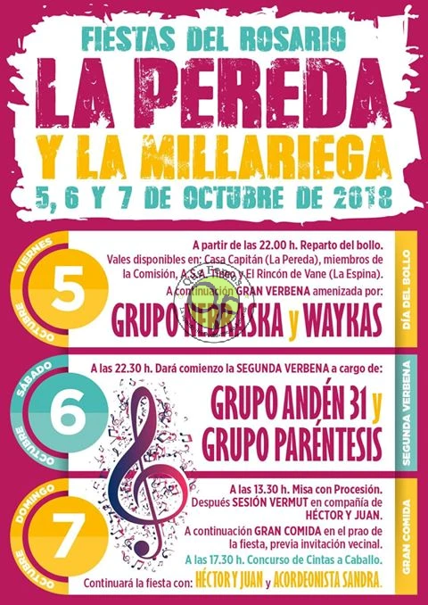 Fiestas del Rosario 2018 en La Pereda y La Millariega