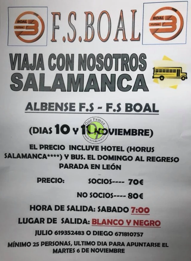 El Fútbol Sala Boal viaja a Salamanca para enfrentarse al Albense F.S.