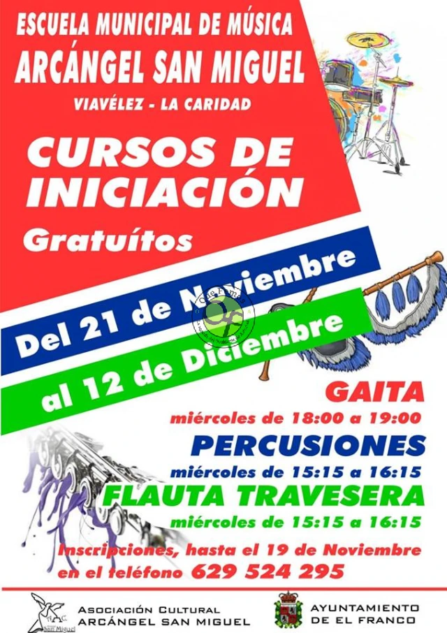 Cursos gratuitos de gaita, percusiones y flauta travesera en El Franco