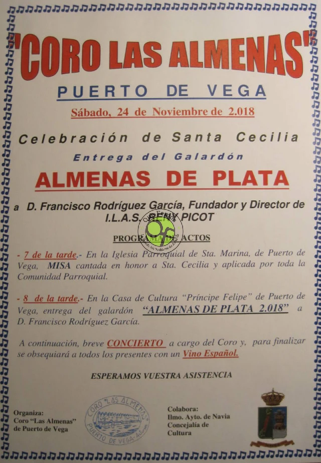 En el marco de la celebración de Santa Cecilia, el Coro Las Almenas entrega las Almenas de Plata 2018