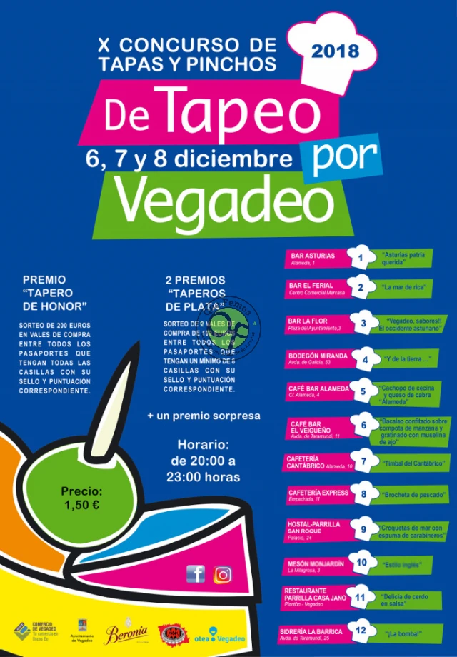 X Concurso de tapas y pinchos De Tapeo por Vegadeo 2018
