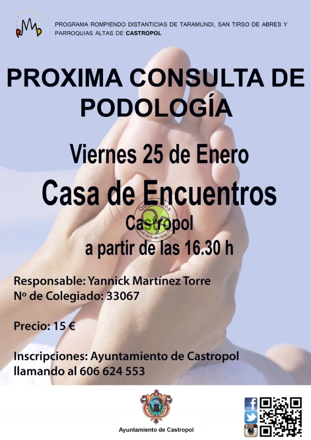 Servicio de podología en Castropol y Presno