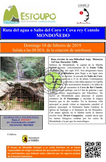 Grupo de Montaña Estoupo: Ruta del agua o Salto del Coro y Cova Rey Centolo en Mondoñedo