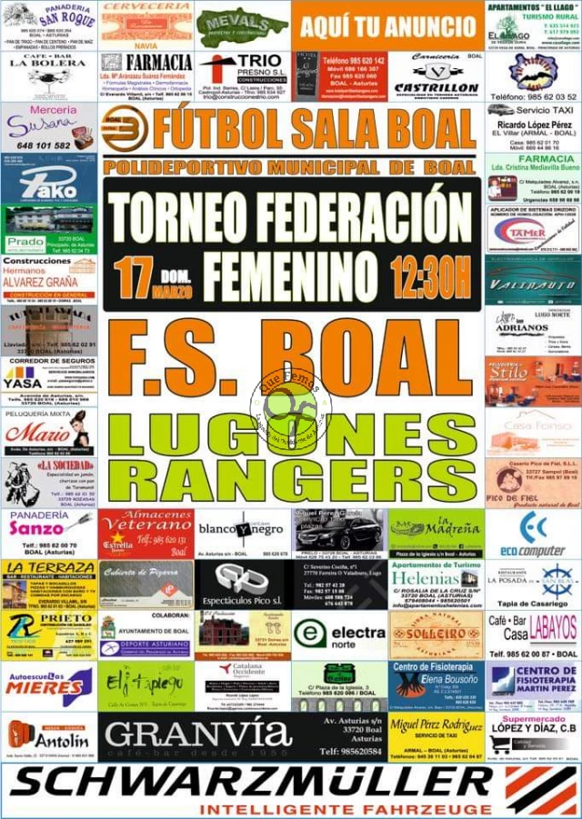 El Torneo Federación Femenino de Fútbol Sala enfrentará al F.S.Boal con el Lugones Rangers