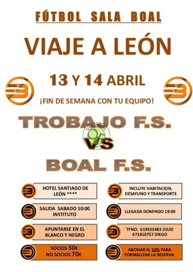 El F.S.Boal viaja a León para enfrentarse al Trobajo F.S.