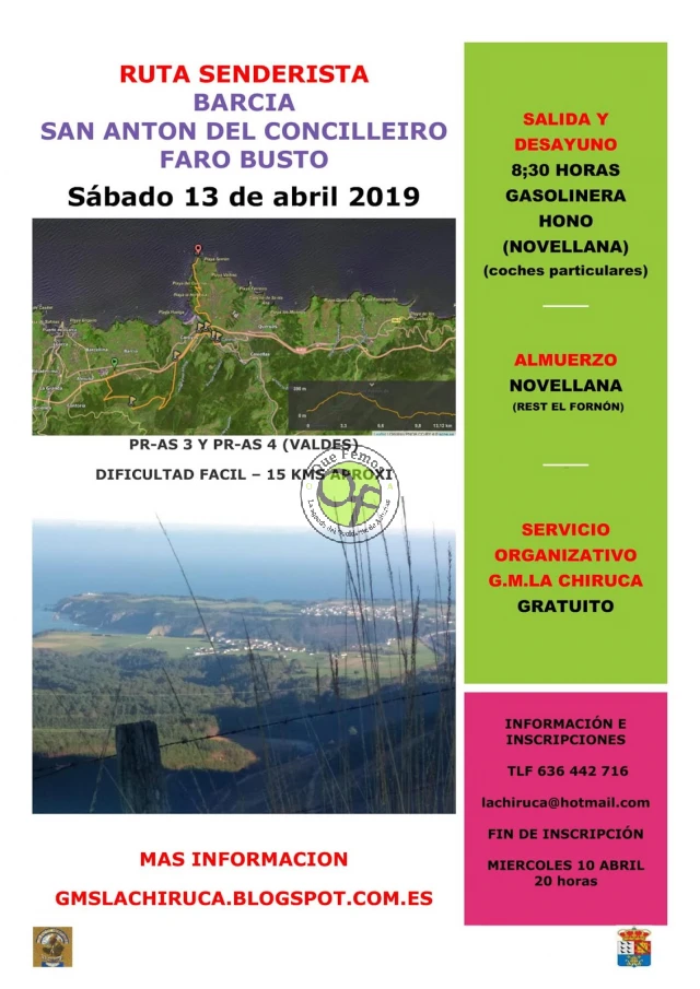 Grupo de Montaña La Chiruca: Ruta Barcia-San Antón del Concilleiro-Faro Busto