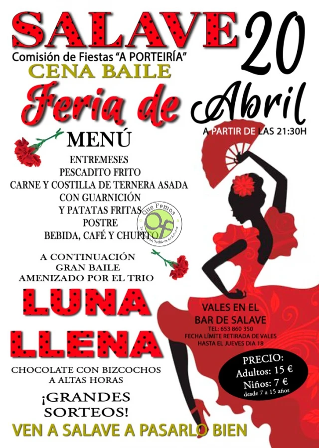 Cena-baile de Feria de Abril 2019 en Salave