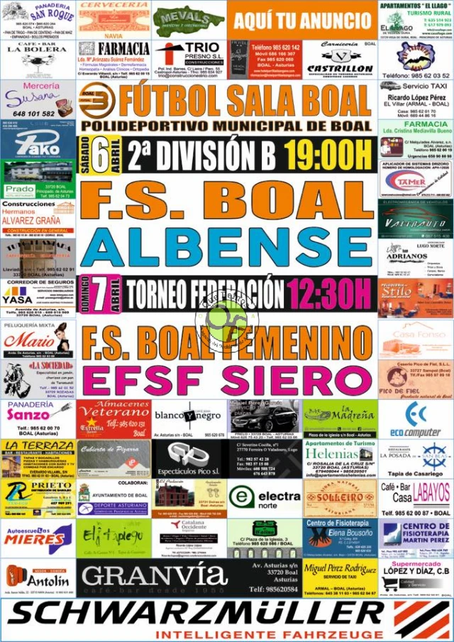 El Fútbol Sala Boal recibe al Albense, mientras las chicas se enfrentan al EFSF Siero