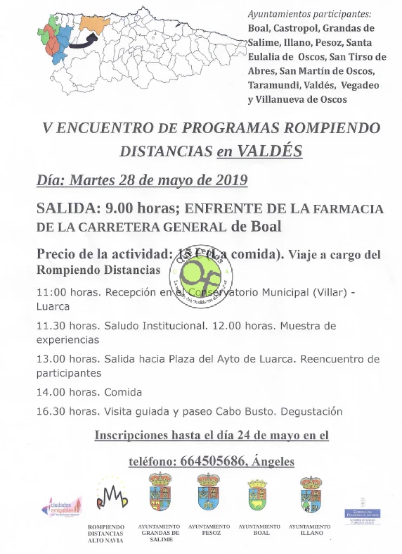 Boal asiste al V Encuentro de Programas Rompiendo Distancias 2019 que se celebrará en Valdés