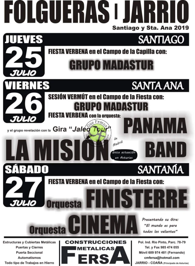 Fiestas de Santiago y Santa Ana 2019 en Folgueiras y Jarrio