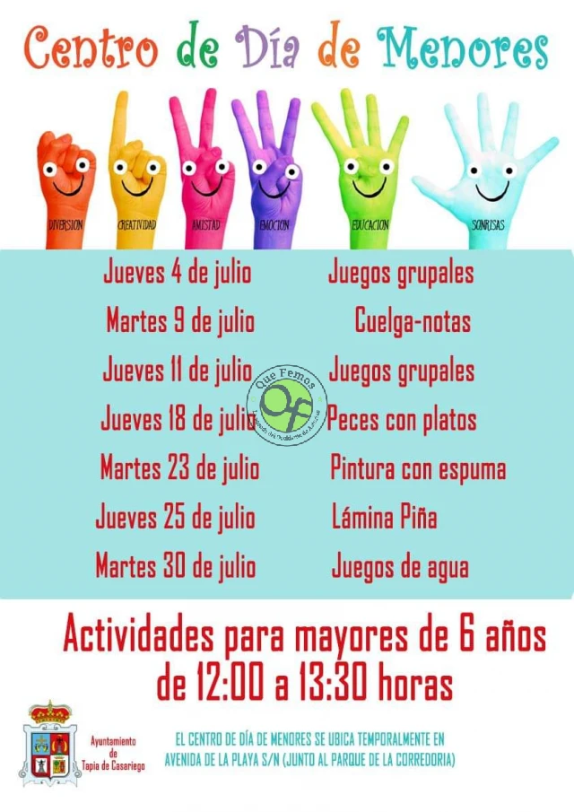 Actividades del Centro de Día de Menores de Tapia: julio 2019
