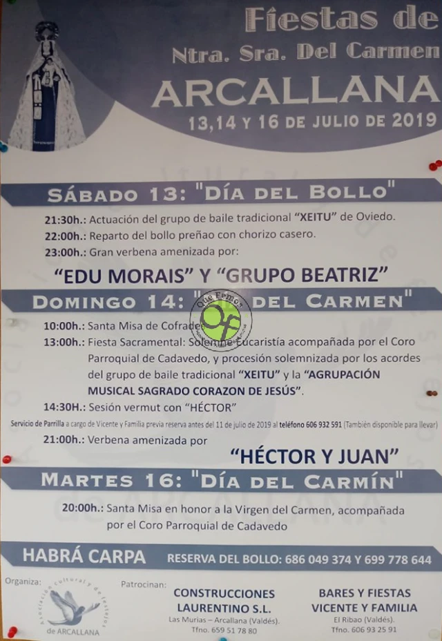 Fiestas de Nuestra Señora del Carmen 2019 en Arcallana