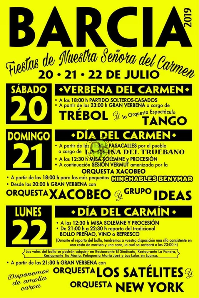 Fiestas de Nuestra Señora del Carmen 2019 en Barcia