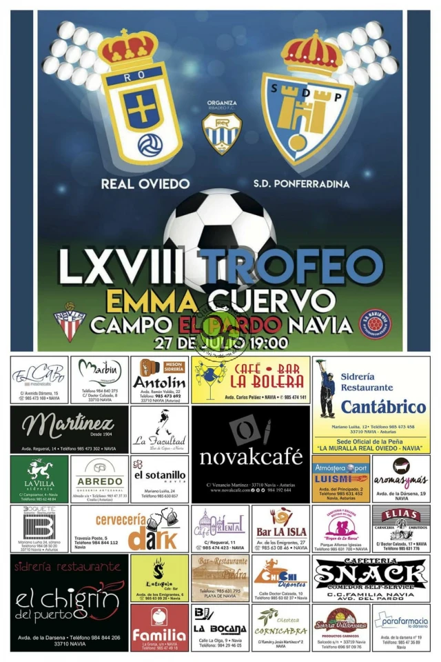 Navia acoge el LXVIII Trofeo Emma Cuervo 2019, que enfrentará al Real Oviedo y la S.D. Ponferradina
