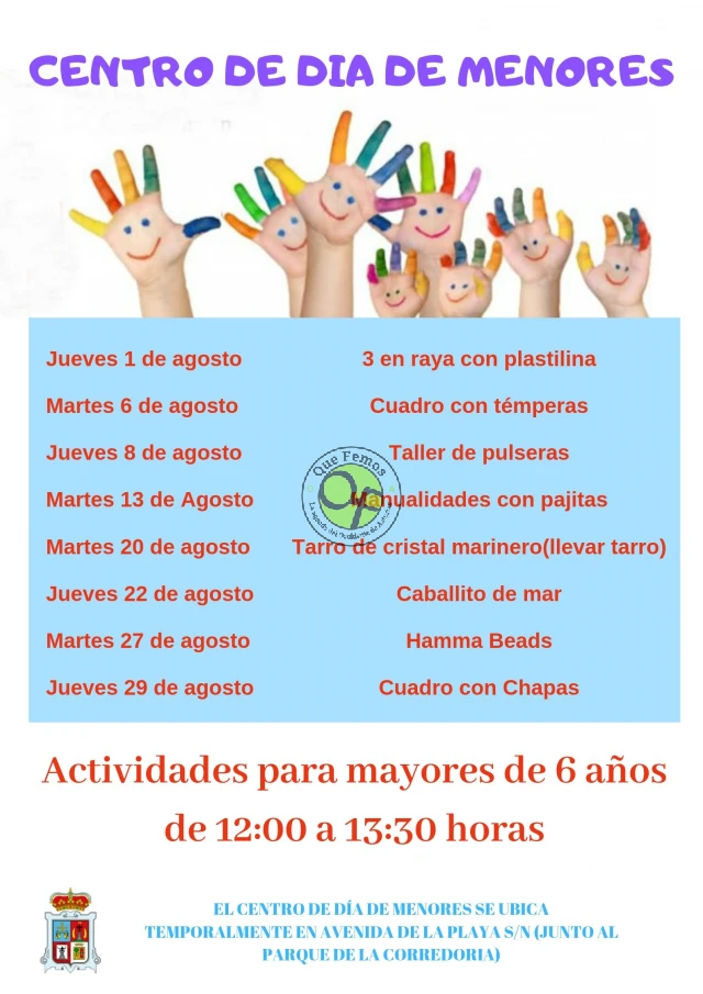 Centro de Día de Menores de Tapia: mes de agosto