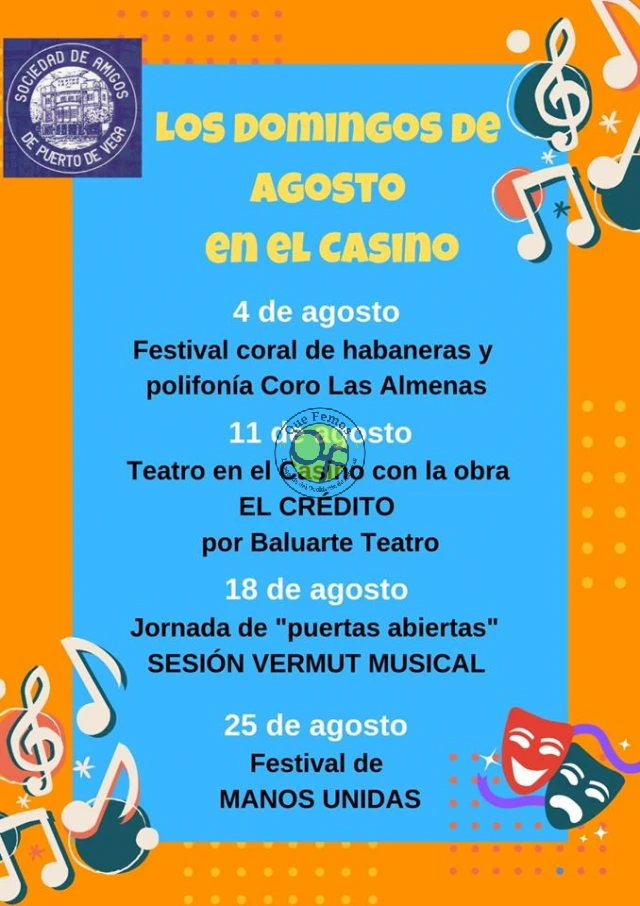 Los Domingos de Agosto en el Casino de Puerto de Vega 2019