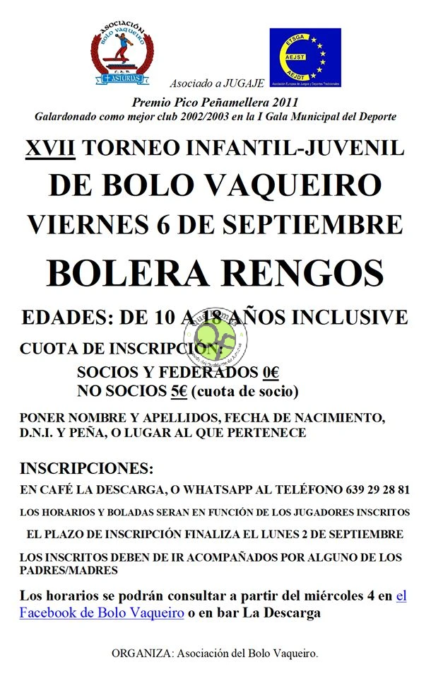 XVII Torneo Infantil-Juvenil de Bolo Vaqueiro en la Bolera de Rengos