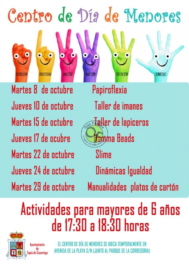 Centro de Día de Menores de Tapia: octubre 2019