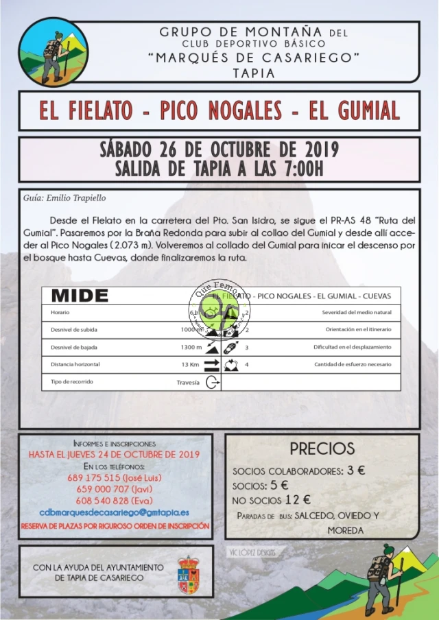 Grupo de Montaña Marqués de Casariego: Ruta El Fielato-Pico Nogales-El Gumial