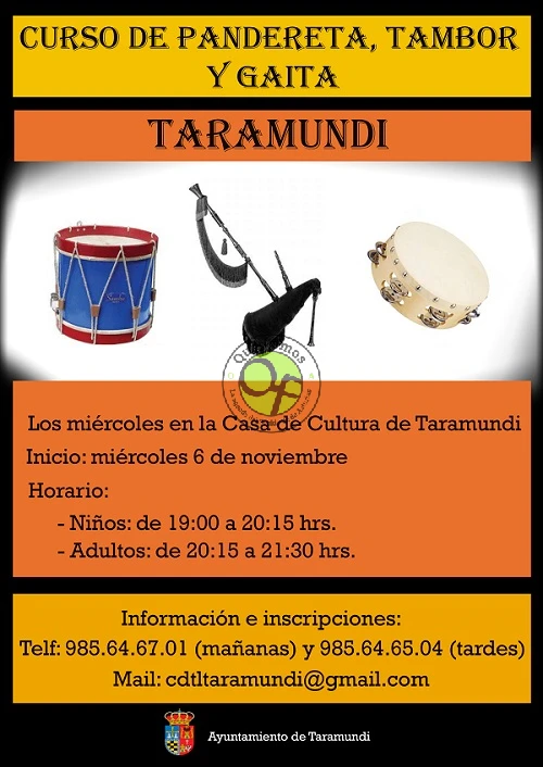 Curso de pandereta, tambor y gaita en Taramundi