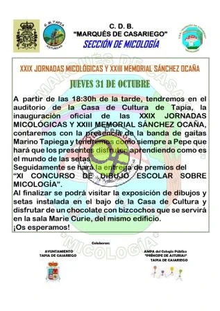 XXIX Jornadas Micológicas y XXIII Memorial Sánchez Ocaña 2019 en Tapia de Casariego