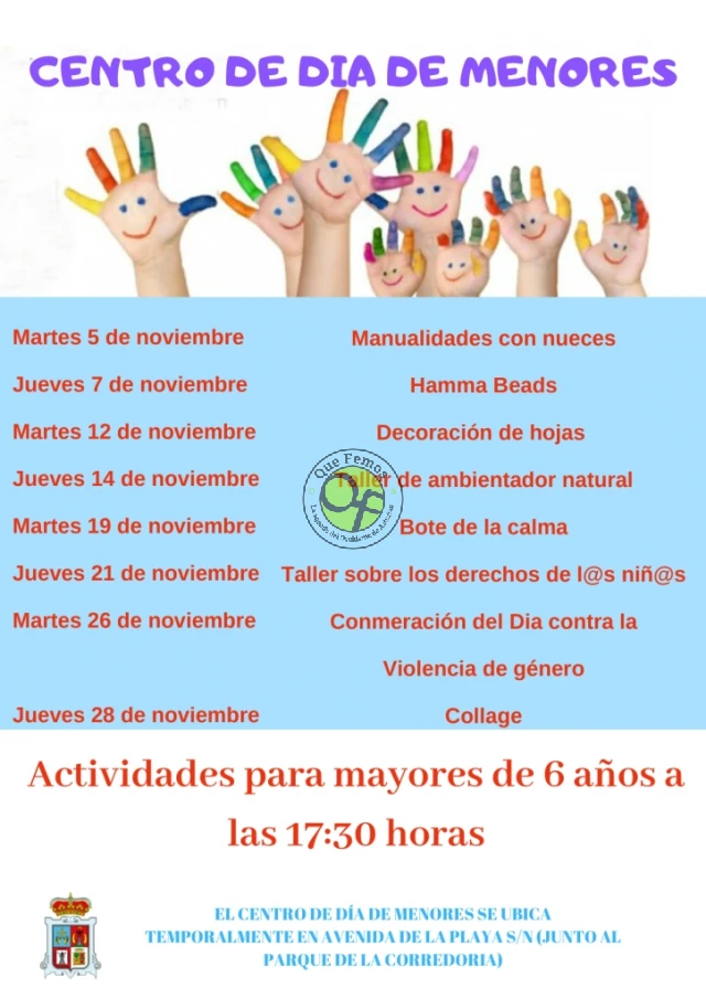 Centro de Día de Menores de Tapia: mes de noviembre
