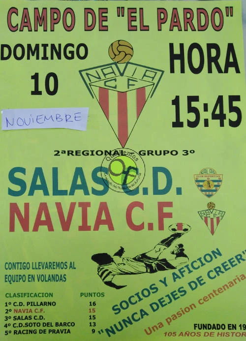 El Navia C.F. se disputará los tres puntos con el Salas C.D.