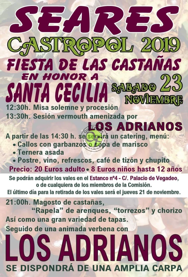 Fiesta de las Castañas en honor a Santa Cecilia 2019 en Seares