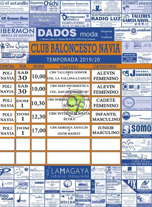 Encuentros del fin de semana del Club Baloncesto Navia