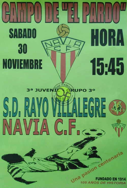 La 3ª Juvenil se juega en Navia: S.D.Rayo Villalegre-Navia C.F.