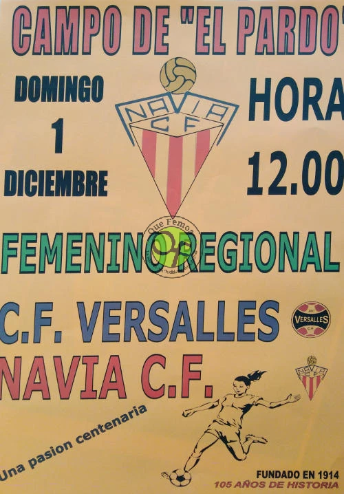 Navia C.F. vs C.F.Versalles, un nuevo encuentro del Femenino Regional en Navia