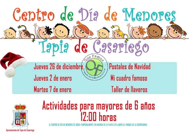 Centro de Día de Menores de Tapia: diciembre y enero
