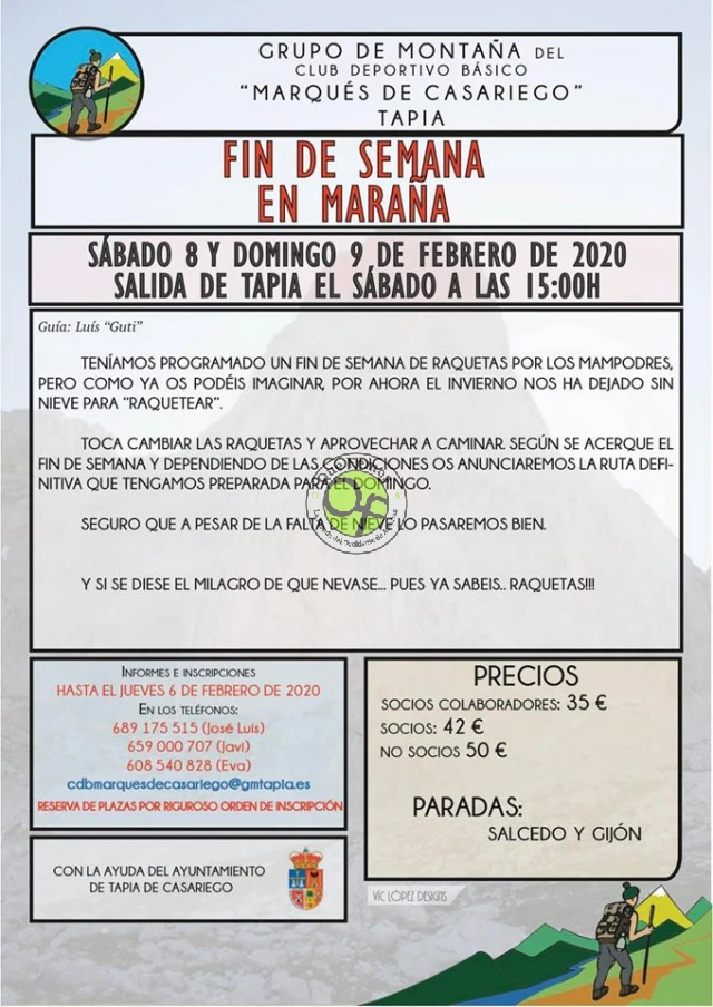 El Grupo de Montaña Marqués de Casariego de Tapia pasará un fin de semana en Maraña