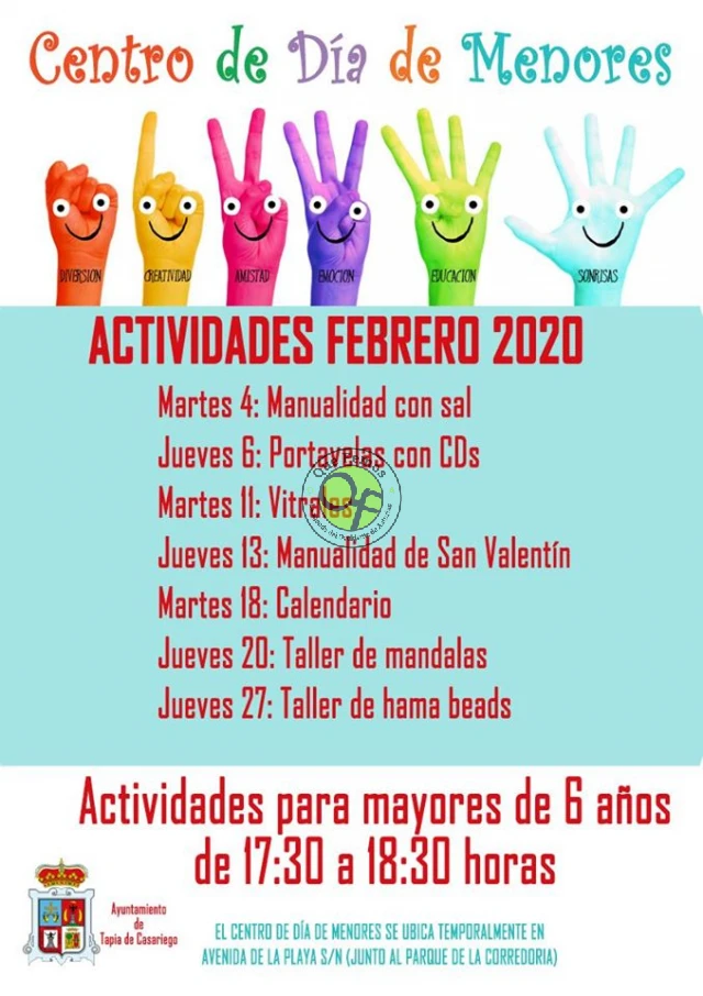 Centro de Día de Menores de Tapia: mes de febrero 2020