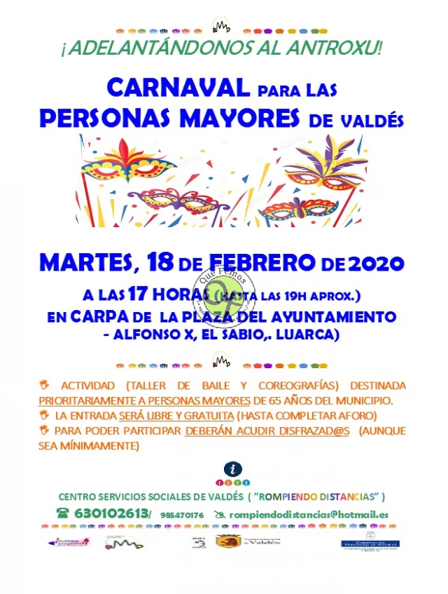 Carnaval 2020 para las personas mayores en Valdés