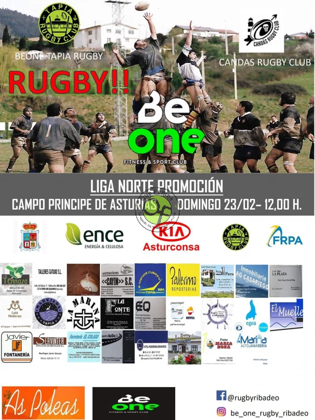 Liga Norte Promoción: el BeOne Tapia Rugby recibe al Candas Rugby Club