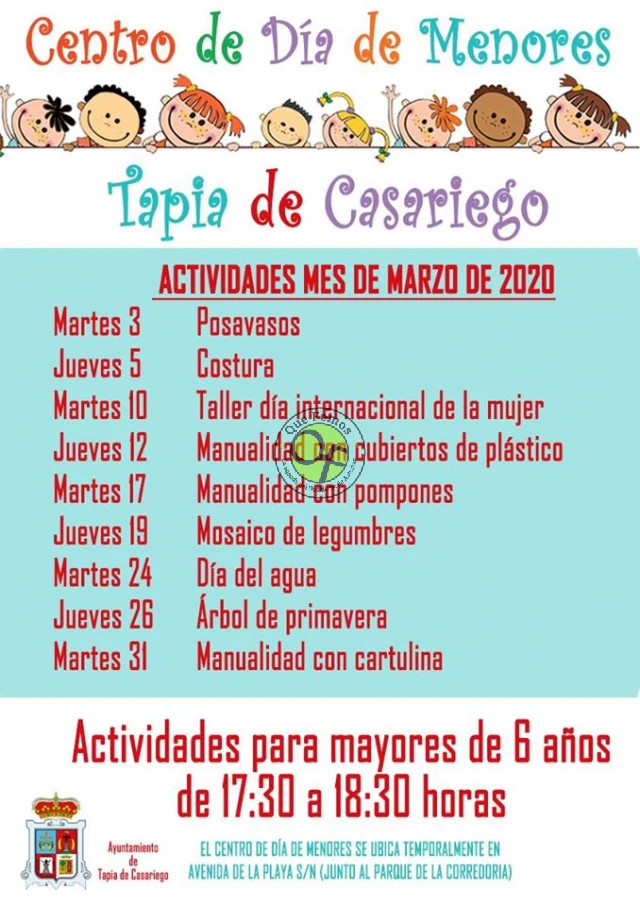 Centro de Día de Menores de Tapia: marzo 2020